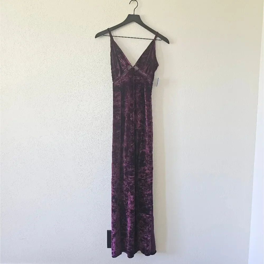 Free People Low Key Crushin Velvet Dress in Pomegranate Wine - Picture 4 of 8